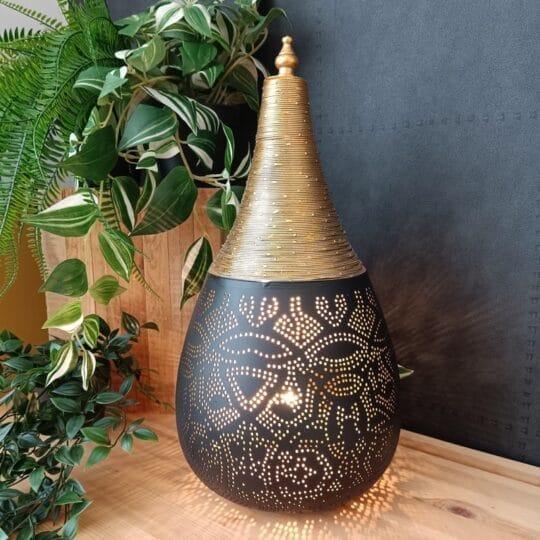filigrain tafellamp zwart goud met gouddraad