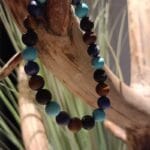 Armband, tijgeroog, lapis lazuli, blauwtinten, bluestone. mooi blauw cadeau