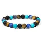 Armband, tijgeroog, lapis lazuli, blauwtinten, bluestone. mooi blauw cadeau