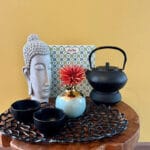 boeddha hoofd, boeddhabeeld interieur, woondecoratie, grijs
