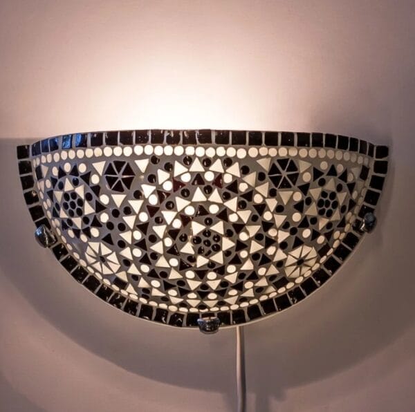 Luna mozaïek lamp zwart/wit